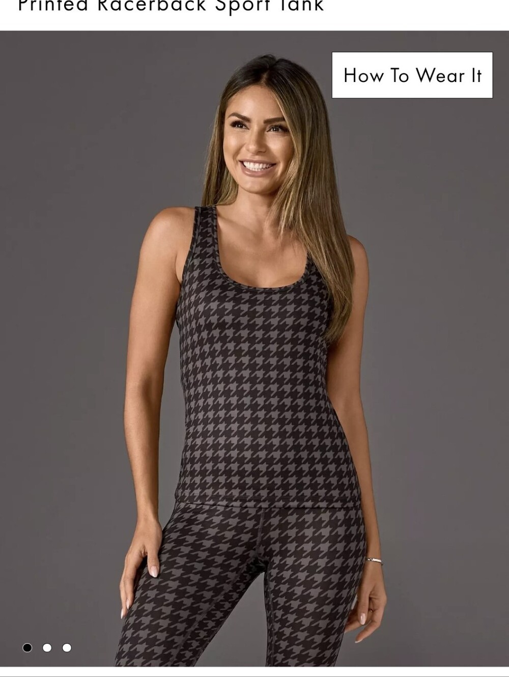 Boston Proper Black and Gray Houndstooth Scoop Tank Top